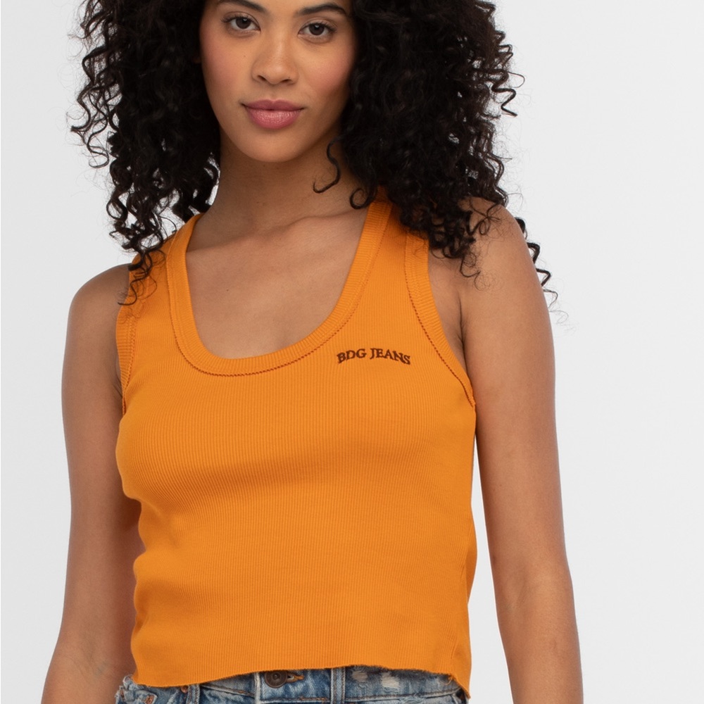 Urban Outfitters BDG Orange Ribbed Scoop Neck Tank Top